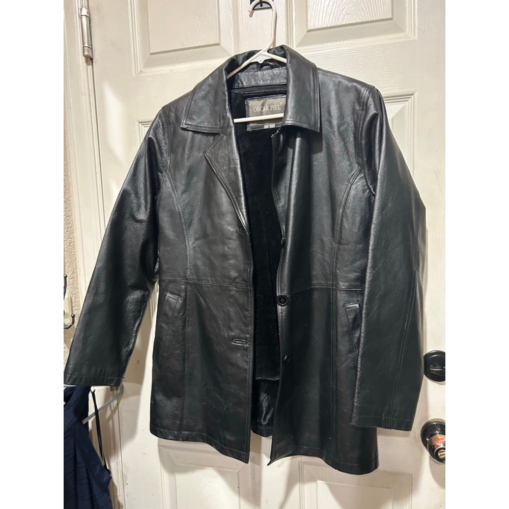 Women's OSCAR PIEL Black Leather Jacket M